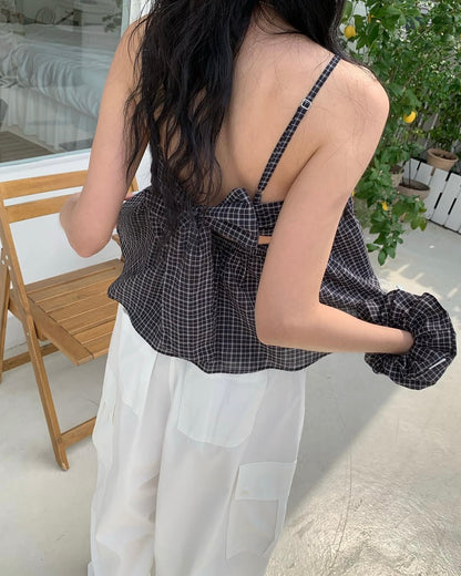 蝴蝶結格仔set(連髮圈）