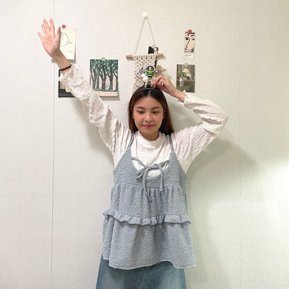 2ways立體暗紋ruffle outer