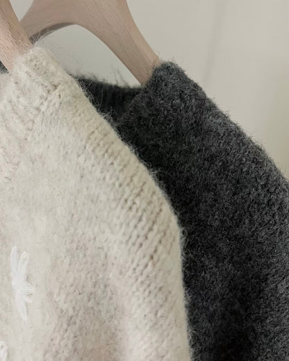 牛角扣花花針織外套