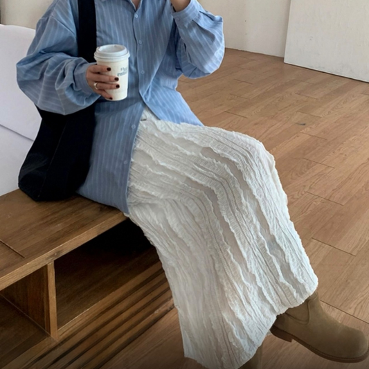 仙氣皺皺直筒裙