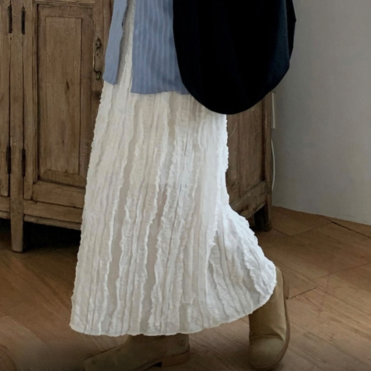 仙氣皺皺直筒裙