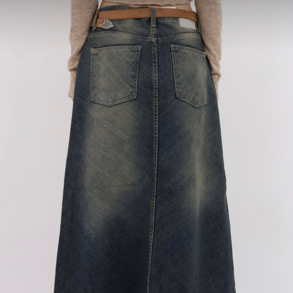 蘇蘇斜紋牛仔裙