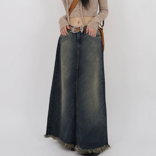 蘇蘇斜紋牛仔裙