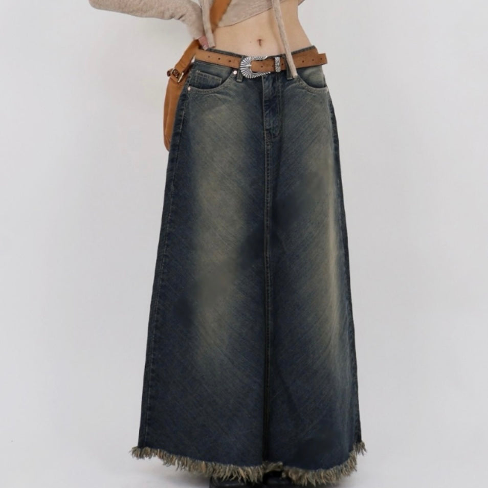 蘇蘇斜紋牛仔裙