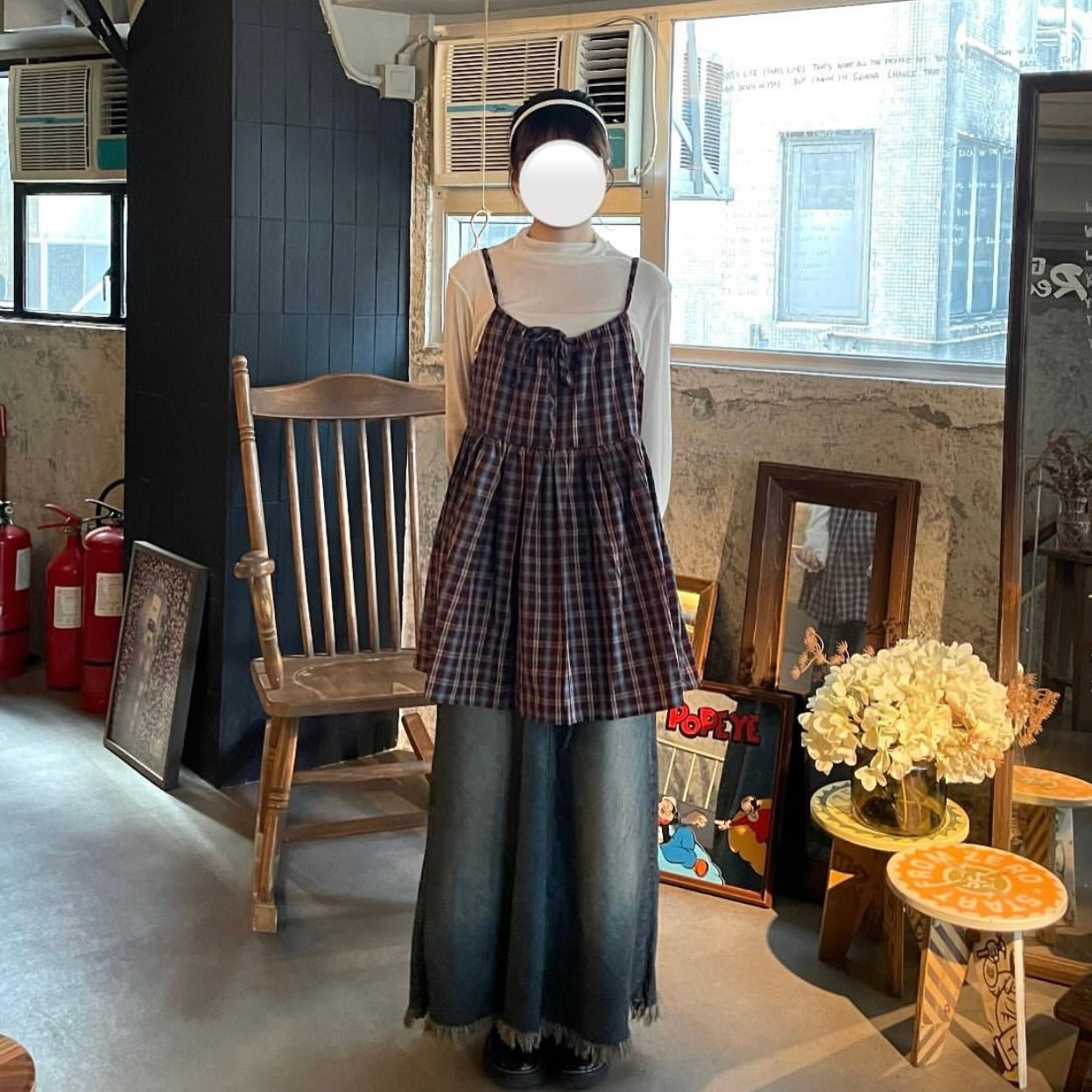 蘇蘇斜紋牛仔裙