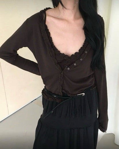花花邊圓領開衫
