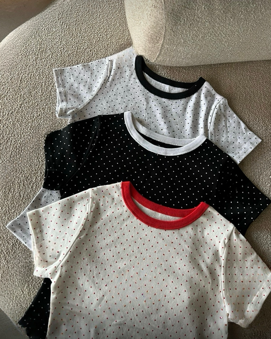 圓點拼色短袖Tee