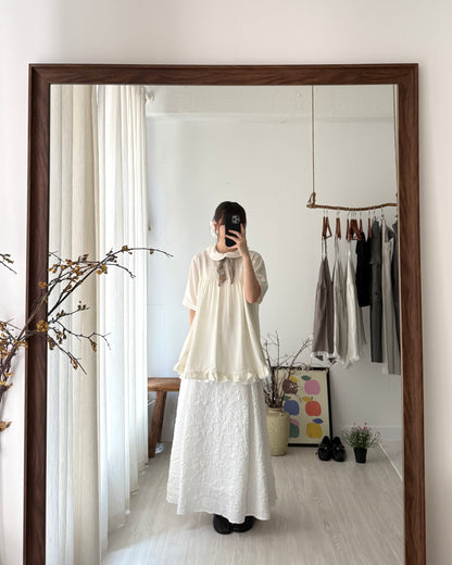 撞色小花鈕娃娃shirt
