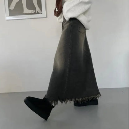 蘇蘇斜紋牛仔裙