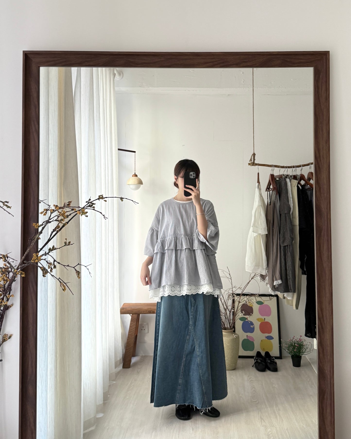 Step ruffle blouse