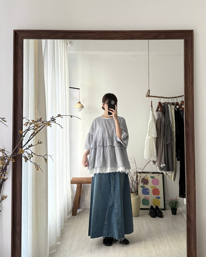 Step ruffle blouse