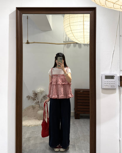 🧺QQ格仔綁帶vest