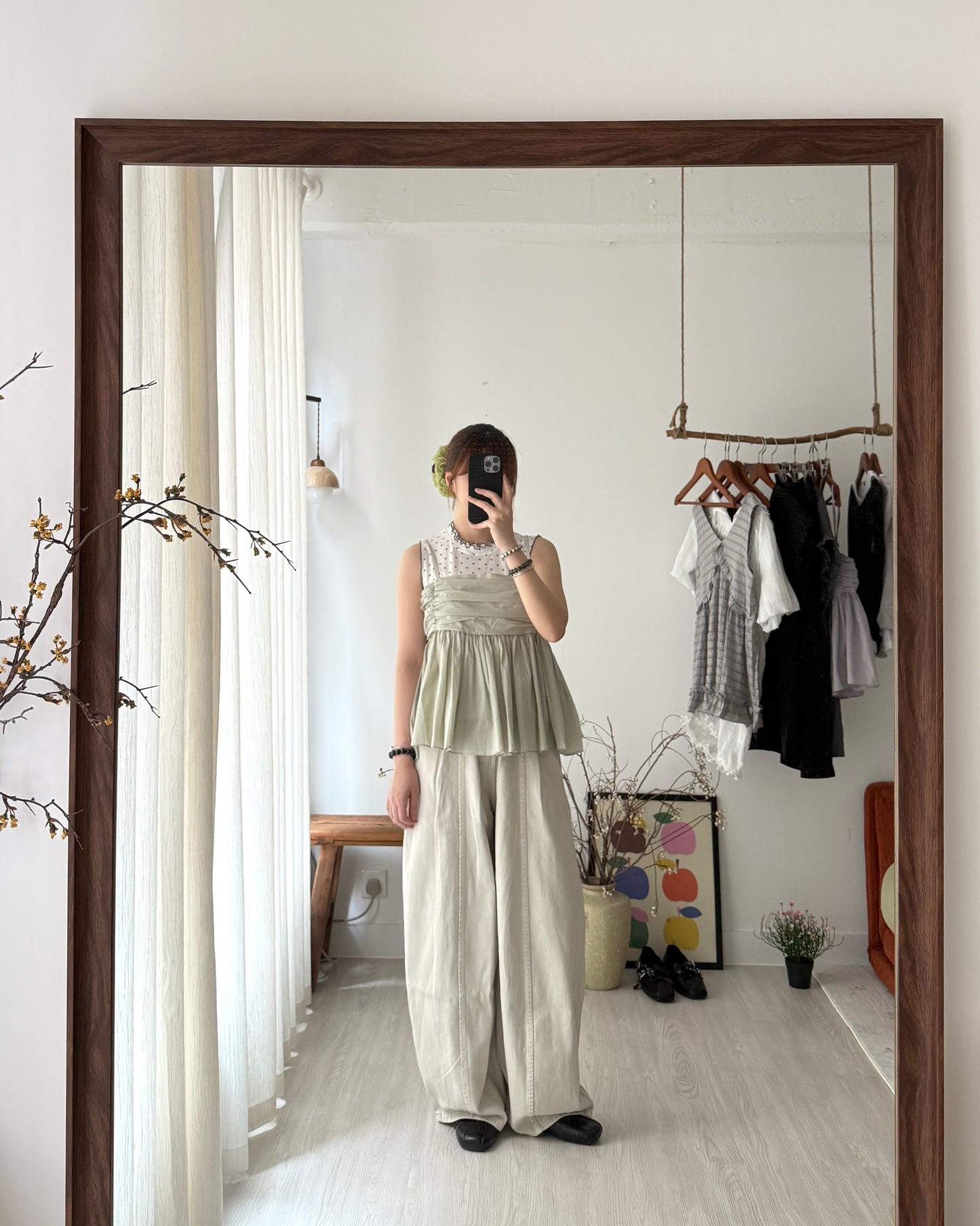 小花ruffle邊背心