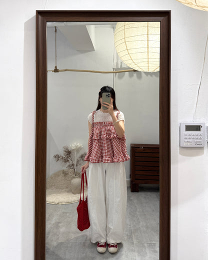 🧺QQ格仔綁帶vest