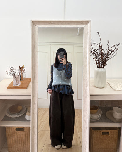 不對稱條紋高領top