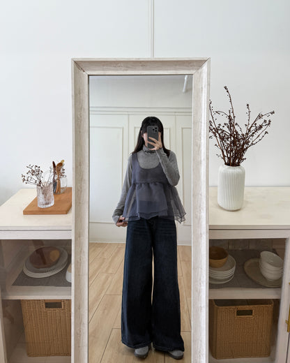 雙層ruffle高領打底