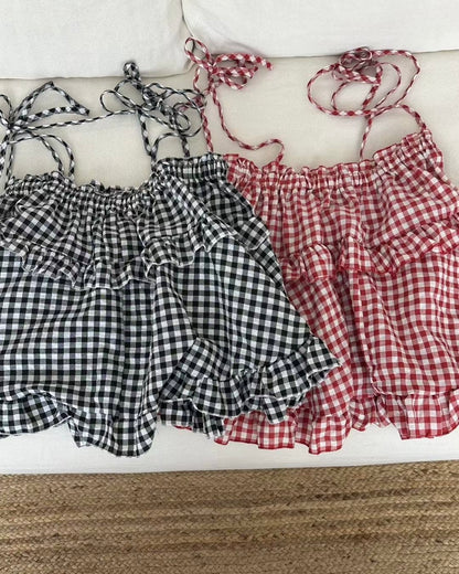 🧺QQ格仔綁帶vest