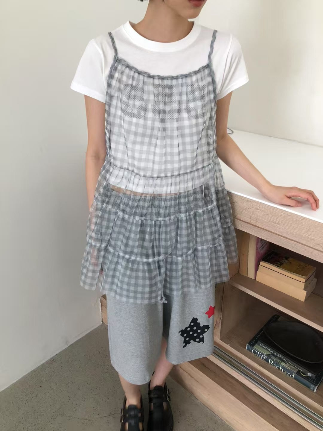 透紗格仔吊帶layer