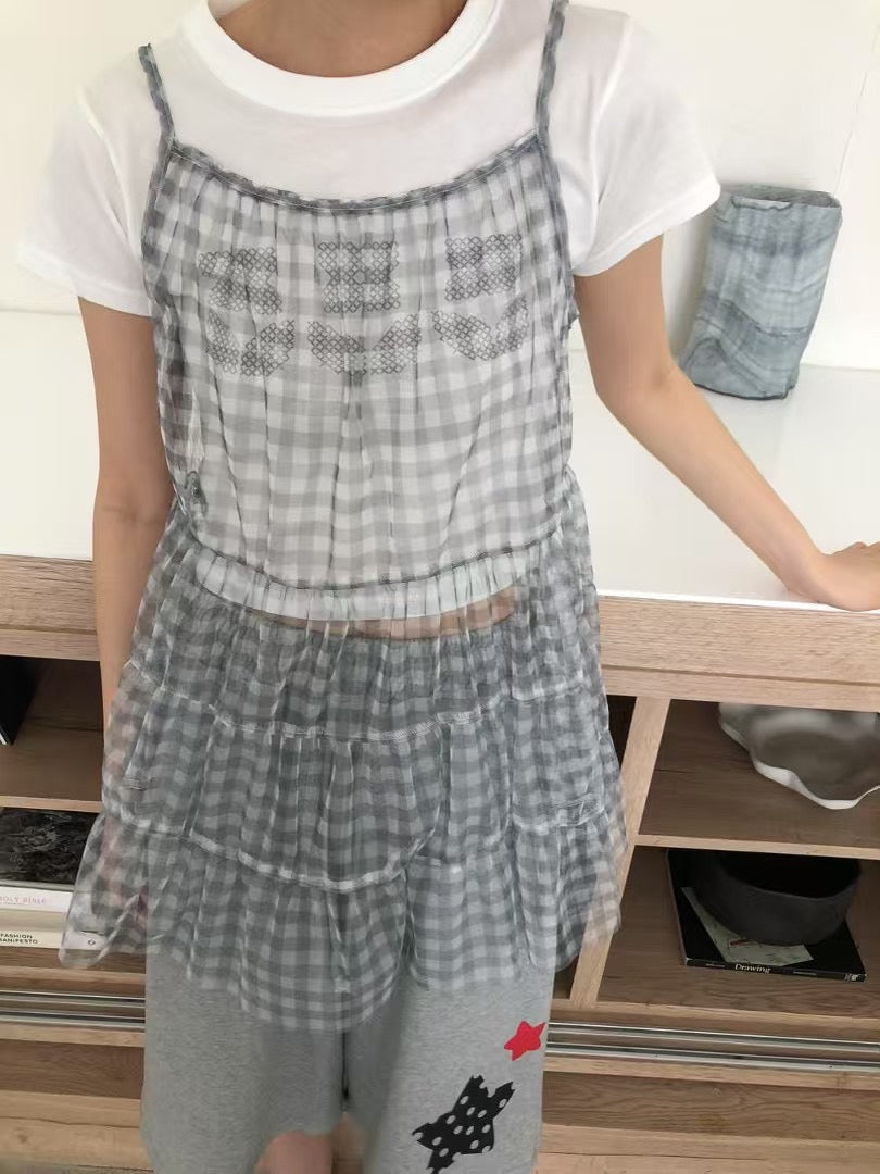 透紗格仔吊帶layer