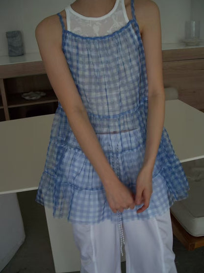 透紗格仔吊帶layer