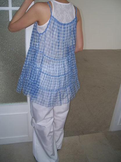 透紗格仔吊帶layer