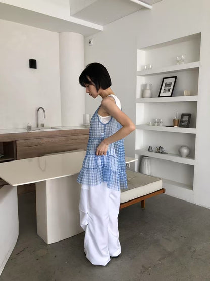 透紗格仔吊帶layer