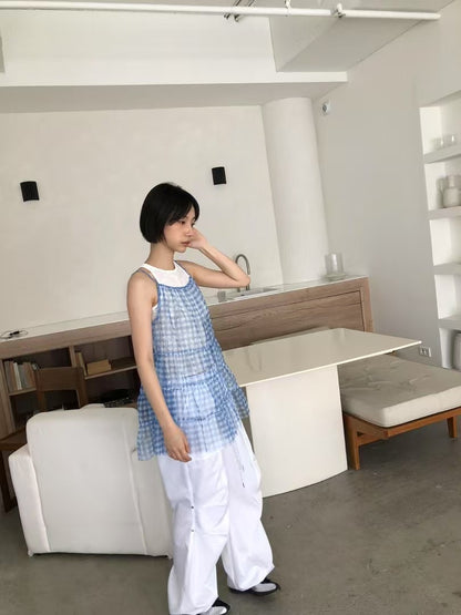 透紗格仔吊帶layer