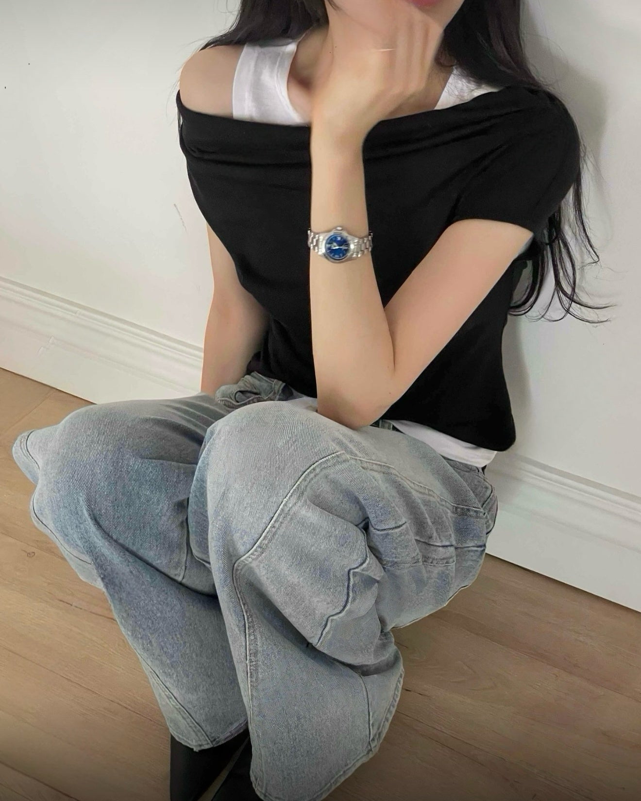 韓系皺摺假兩件