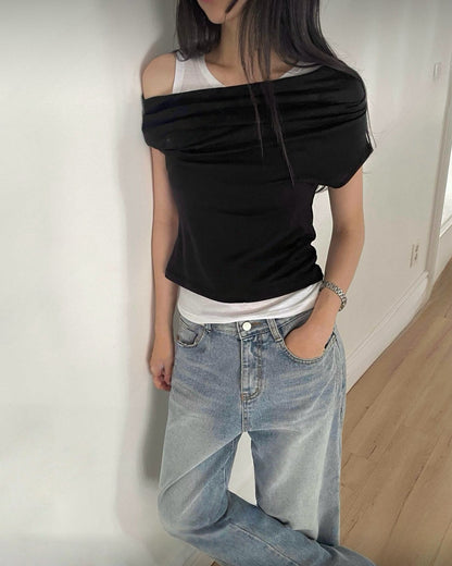 韓系皺摺假兩件