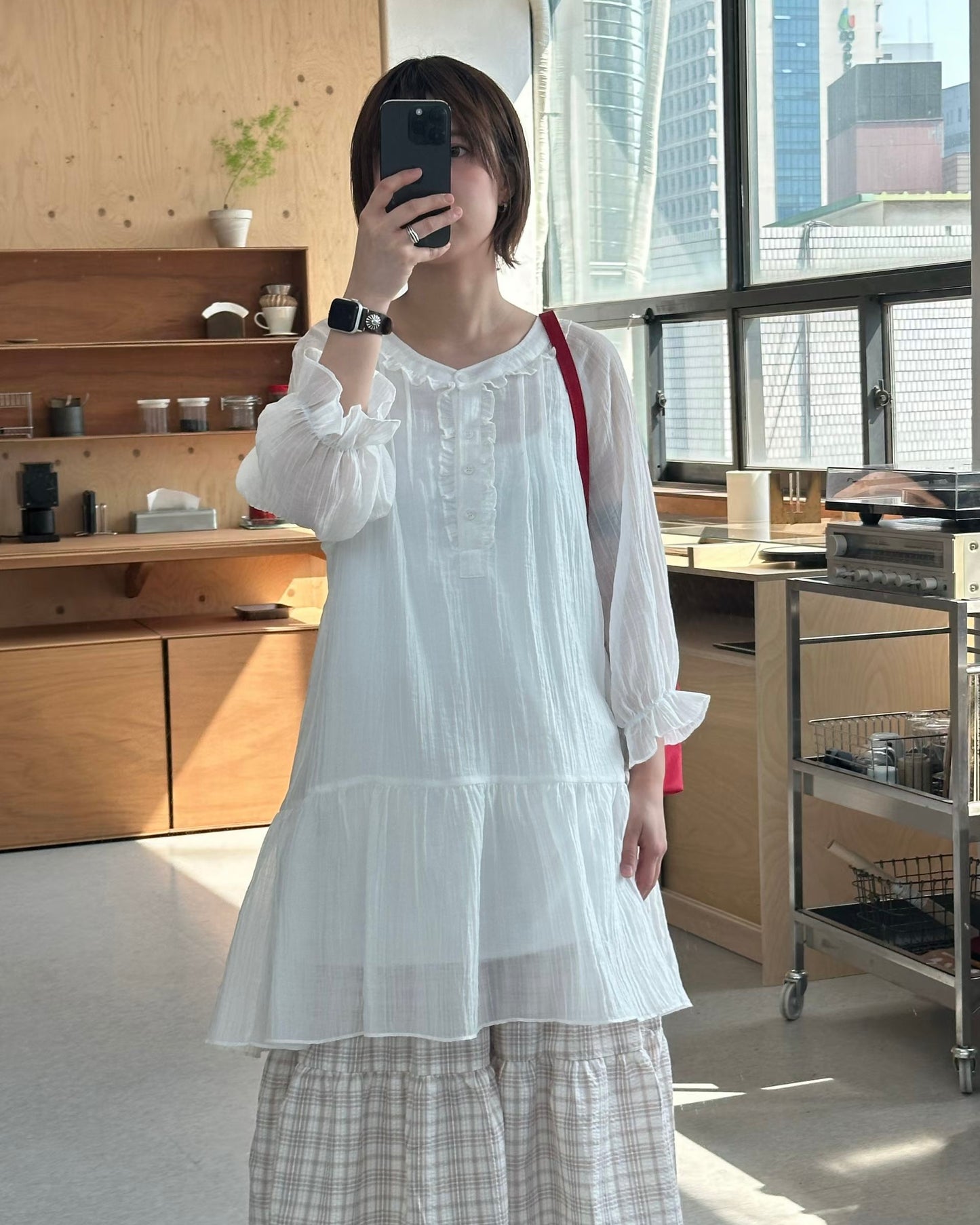 Dint Frill Shirring Dress