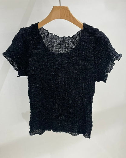 玻璃感皺皺tee